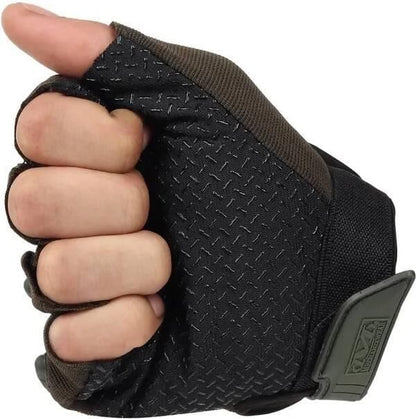 Half Finger Military Brown Glove-L Riding Gloves - HalfPe