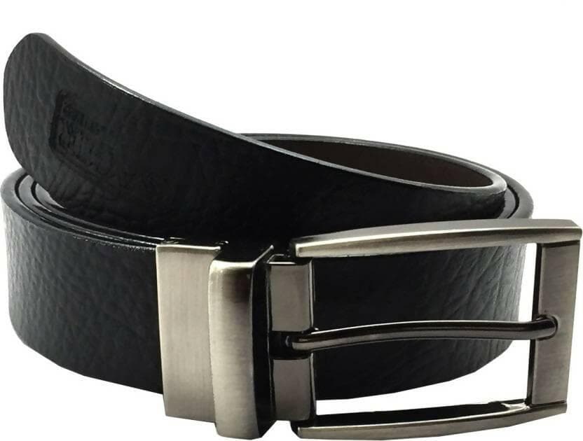 Men Casual Black Genuine Leather Reversible Belt - HalfPe