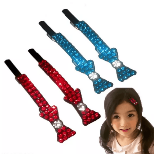 Senecio multicolour bow crystal stone studded hair grip clip pin combo set for kids girls & women(2pair) - HalfPe