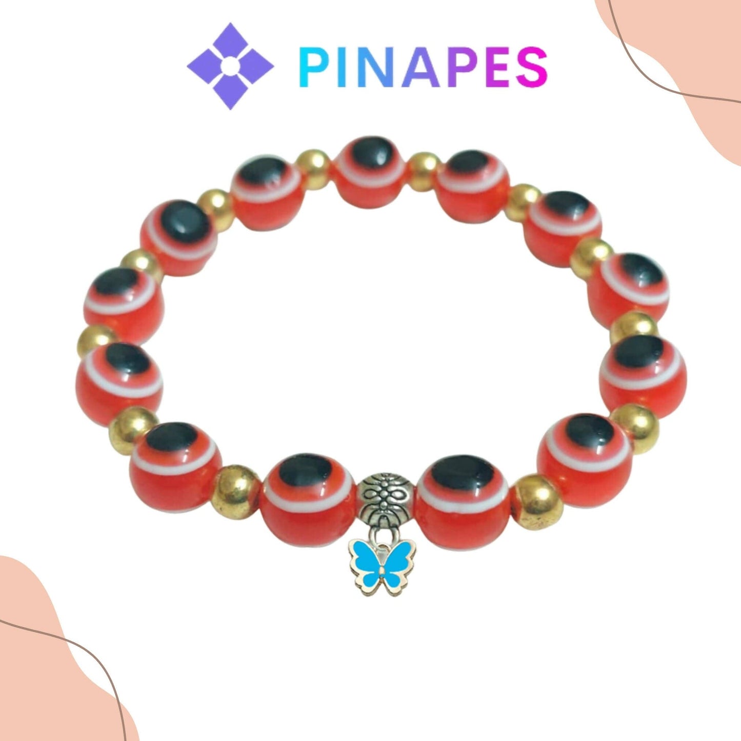 Pinapes Stylish Evil Eye Bracelet blue Butterfly (Red, pack of 2) - HalfPe