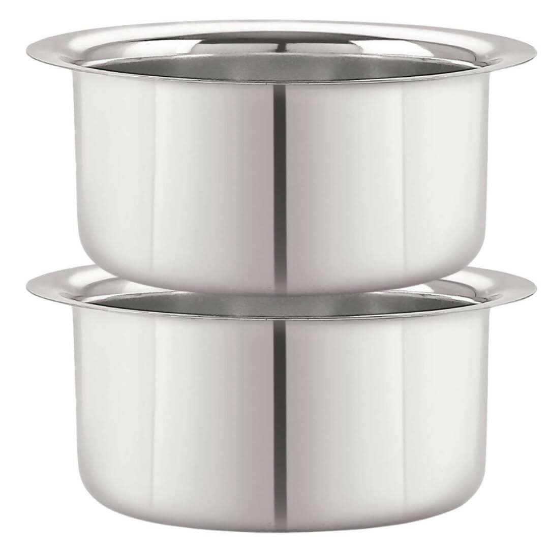 SHINI LIFESTYLE Stainless Steel Bhagona, Patila Steel Milk Pot deep Round Bottom (18cm) - HalfPe