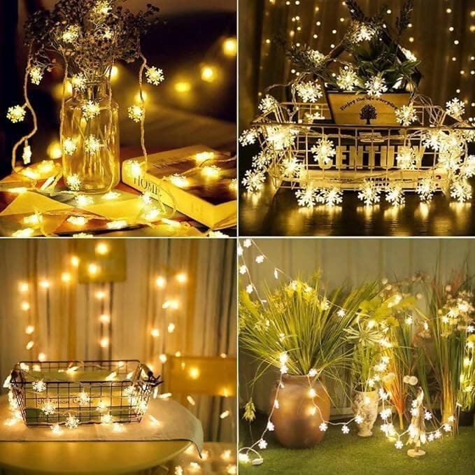 Snow Flake String Lights for Indoor Outdoor Decoration (14 lights) - HalfPe