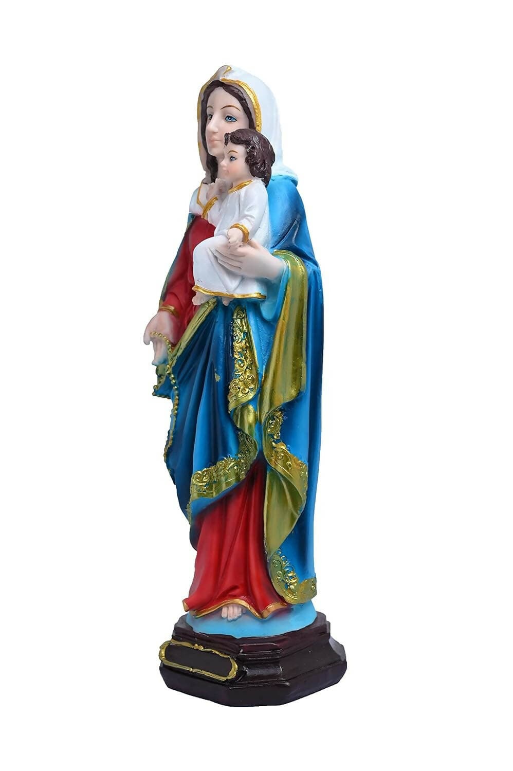 KariGhar Resin Madonna, Mother Mary with Infant Jesus Catholic Idol Decoration, (6 Inch, Multicolour) - HalfPe