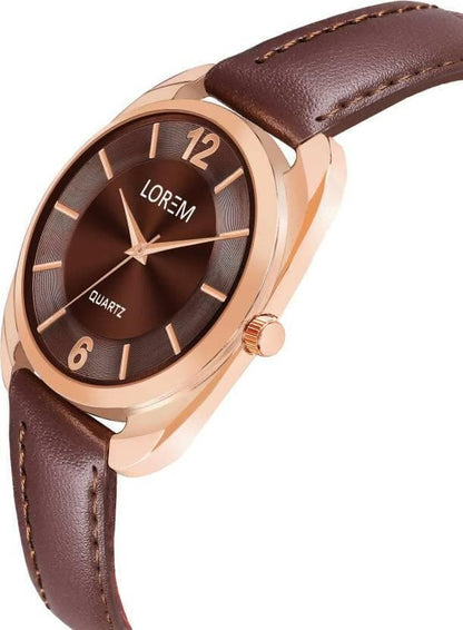 LOREM Brown Stylish Dial Analog Watch For Women LR324 - HalfPe