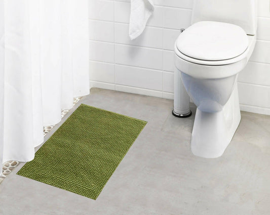 Lushomes Bathroom Mat, floor mats for home, anti slip mat, non slip mat, 1800 GSM Floor Mat with High Pile Microfiber, mat for bathroom floor, Anti Skid Spray Backing (12x18 Inch, Grey) - HalfPe