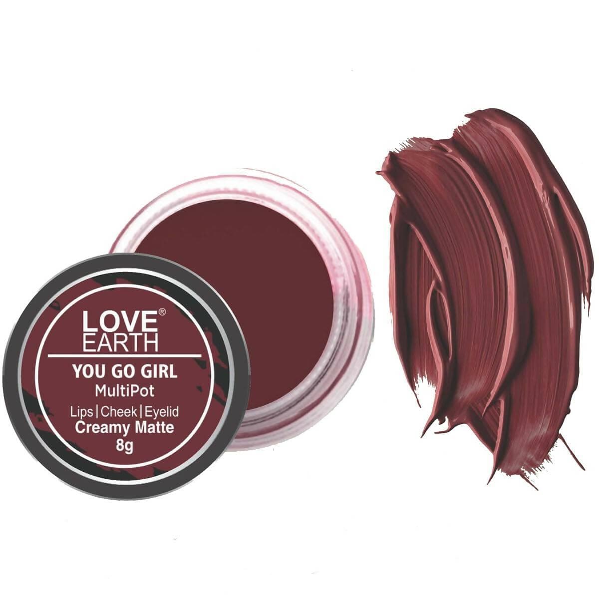 Love Earth Lip Tint & Cheek Tint Multipot Creamy Matte - Wine - HalfPe