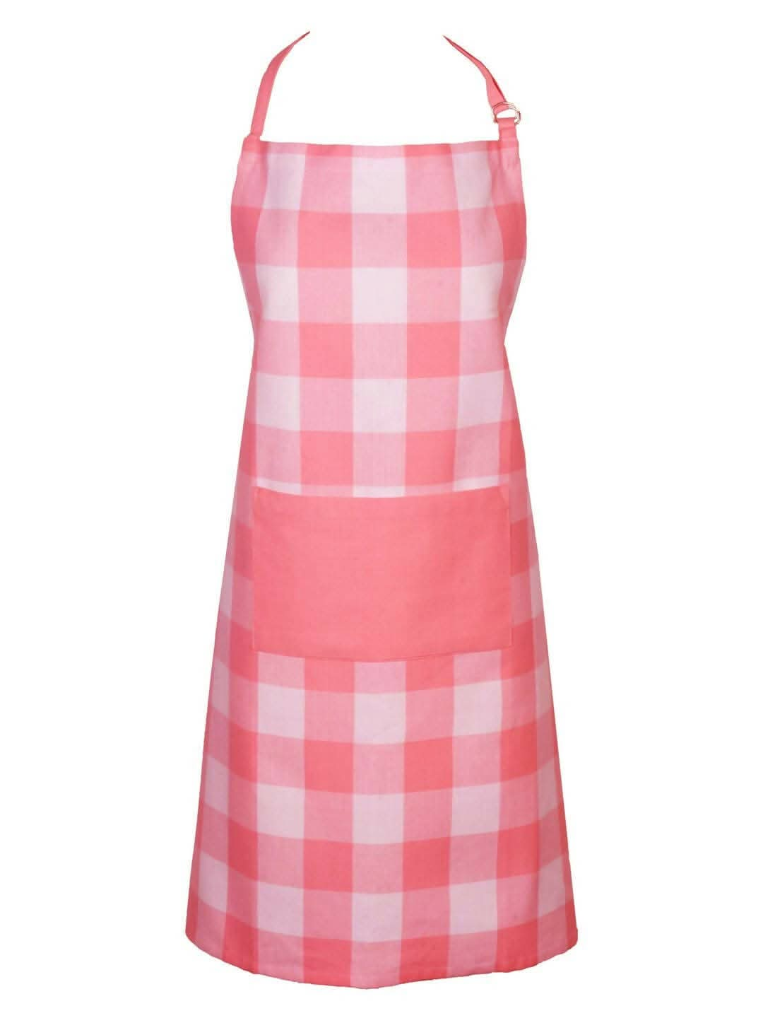 Lushomes Apron for Women, Checks Kitchen Apron for Men, Cooking Apron, apron for kitchen, kitchen dress for cooking, cotton apron for women, Size 70x80 cms, Colour Pink, Pack of 1 - HalfPe