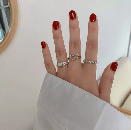 Pinapes Fashion Non Precious Base Metal Boho Midi Finger Ring for Girls – Set of 4 - HalfPe