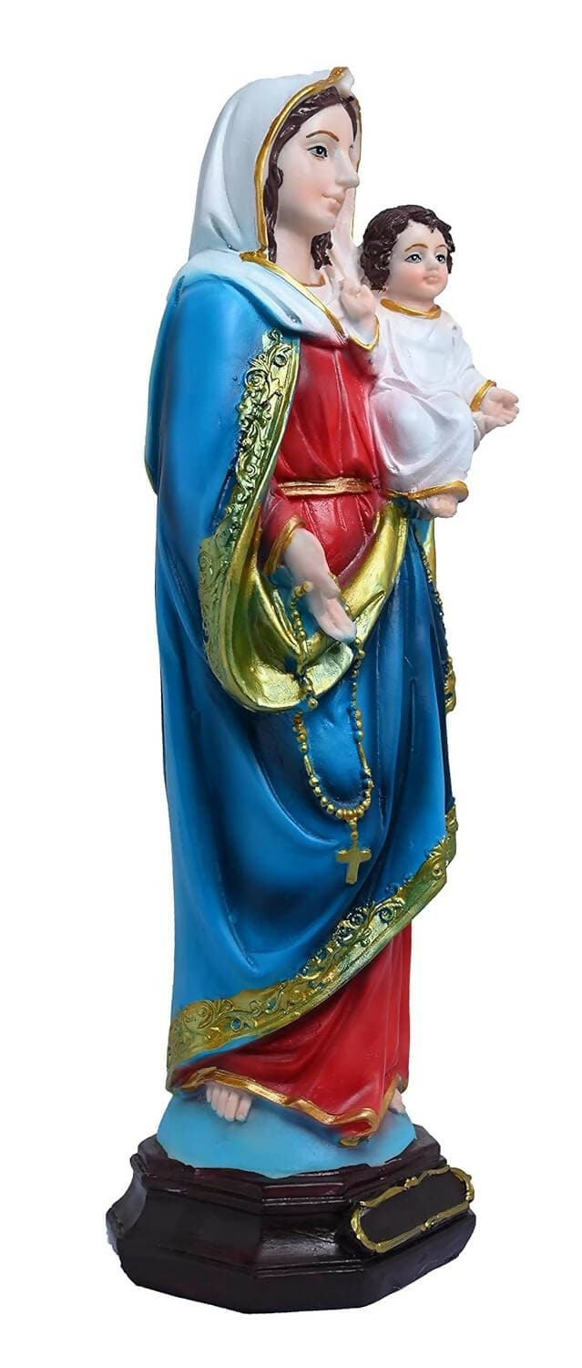 KariGhar Resin Madonna, Mother Mary with Infant Jesus Catholic Idol Decoration, (6 Inch, Multicolour) - HalfPe