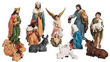 KariGhar® 15 pcs Nativity Set | Crib Set Perfect for Christmas Gifting|Decor ( Pack - Mary,Joseph,Baby Jesus, Angel, 3 Wise Men,Shepherd, 7 Animals (8 Inch (Multicolor)) - HalfPe