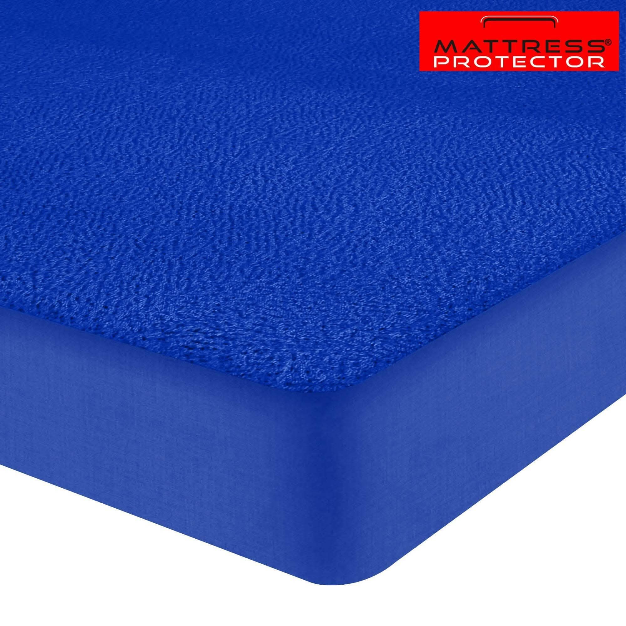 Mattress Protector Waterproof Mattress Cover Mattress Cover King Size Bed Protector (72 x 84 Inchs Skirting upto 14 Inch) - Royal Blue - HalfPe