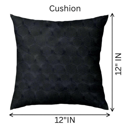 Lushomes Car Cushion Pillows for Neck, Back and Seat Rest, Pack of 4, Embossed Leatherlike Fabric 100% Polyester Material, 2 PCs Bone Neck Rest: 6x10 Inches, 2 Pcs of Car Cushion: 12x12 Inches, Black - HalfPe