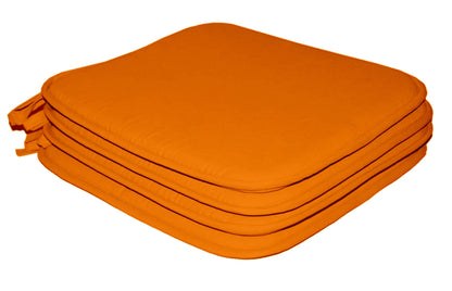 Lushomes Chair Pads set of 4, Orange, Reversible, driver seat cushion for car, dining chair cushion, cushion for car, tie up cushions for chairs, (15x15 Inch, 1/2 Inch Foam Height, 4 Strings, 4 Pc) - HalfPe