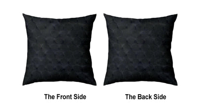 Lushomes Car Cushion Pillows for Neck, Back and Seat Rest, Pack of 4, Embossed Leatherlike Fabric 100% Polyester Material, 2 PCs Bone Neck Rest: 6x10 Inches, 2 Pcs of Car Cushion: 12x12 Inches, Black - HalfPe