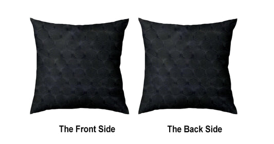 Lushomes Car Cushion Pillows for Neck, Back and Seat Rest, Pack of 4, Embossed Leatherlike Fabric 100% Polyester Material, 2 PCs Bone Neck Rest: 6x10 Inches, 2 Pcs of Car Cushion: 12x12 Inches, Black - HalfPe