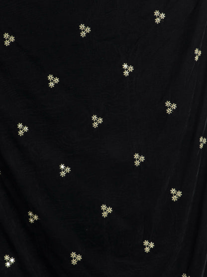 Black Embroidered Shawl Dupatta (Velvet) - HalfPe