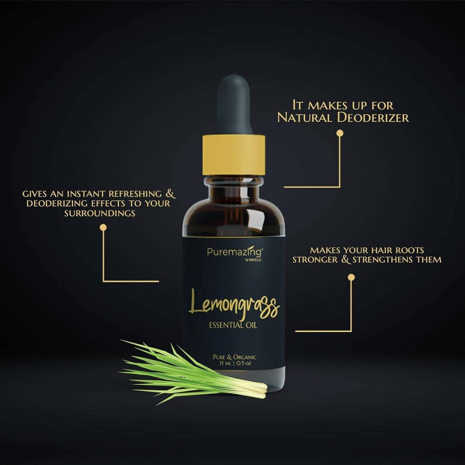 Imvelo Puremazing Essential Oils Lemongrass Rosemary 15ml/0.5oz each Pure & Organic Scented Oil For Skincare, Aromatherapy, Massage, Fragrance & Diffuser(Pack of 2 ) - HalfPe