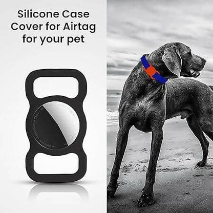 Squif Protective Silicone Case Cover for Airtag, Pet, Dog, Cat Collar Airtag Case Covers (Black_White) - HalfPe