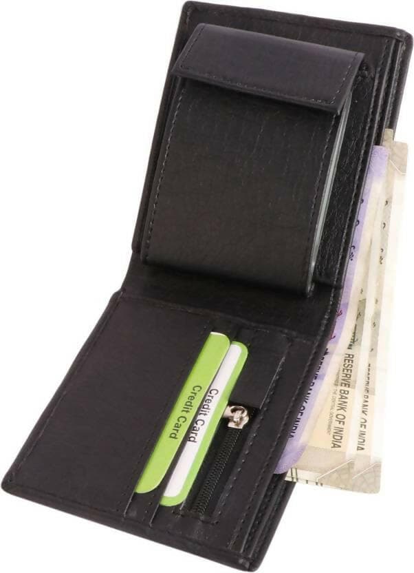 Stylish Men Casual Black Artificial Leather Wallet - Mini (9 Card Slots) - HalfPe