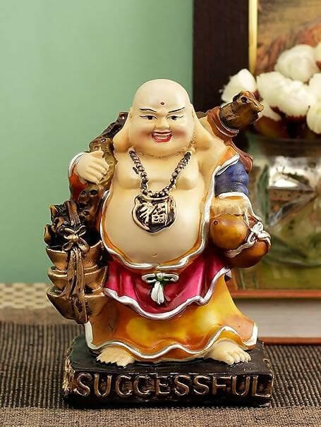 TIED RIBBONS Laughing Buddha Statue Figurine Showpiece for Wall Shelf Table Desktop Living Room Home Office - Decoration and Gift Items (Multicolor) - HalfPe