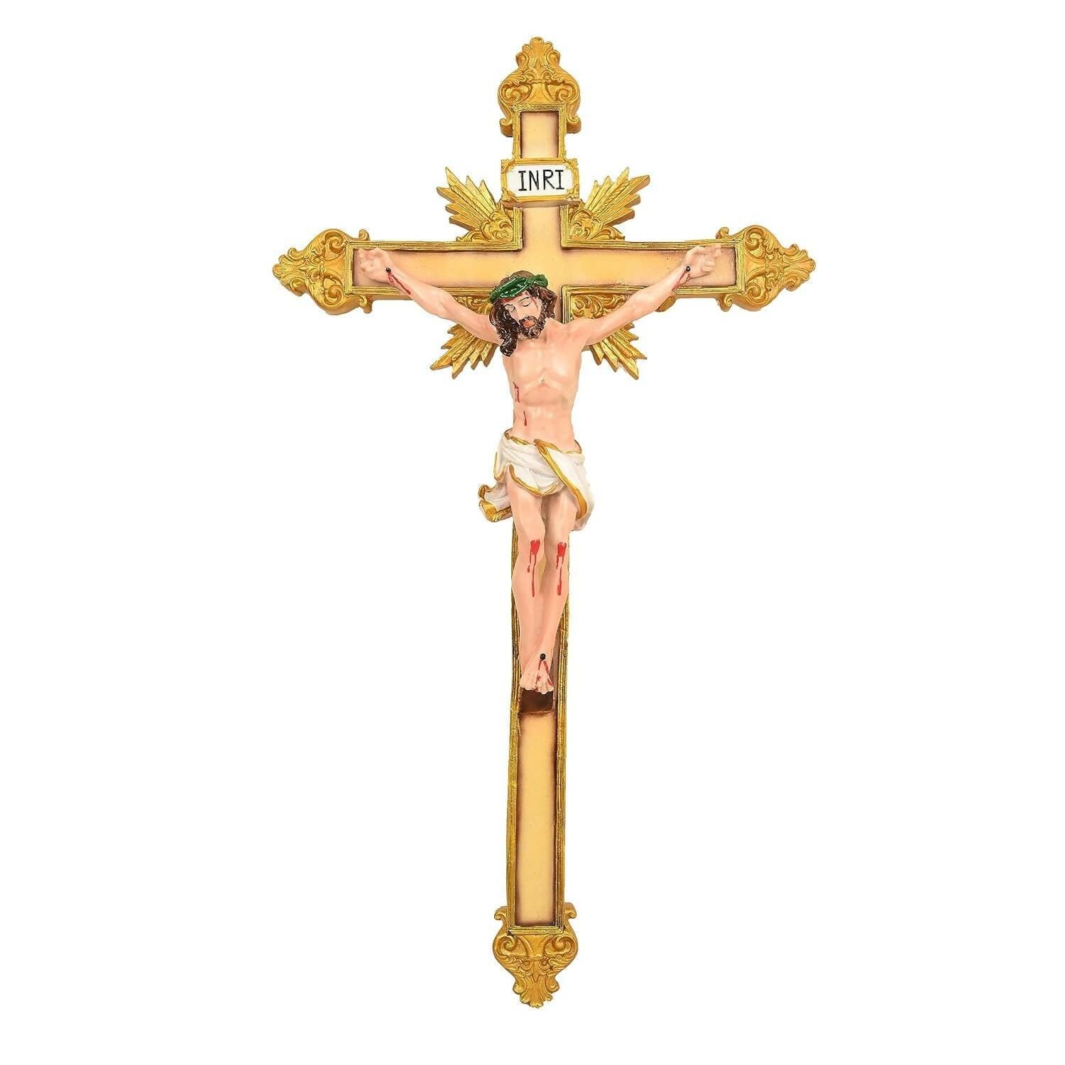 KariGhar Crucifix/Jesus Christ/Cross Jesus/Crucified Jesus (Gold & Multi) - HalfPe