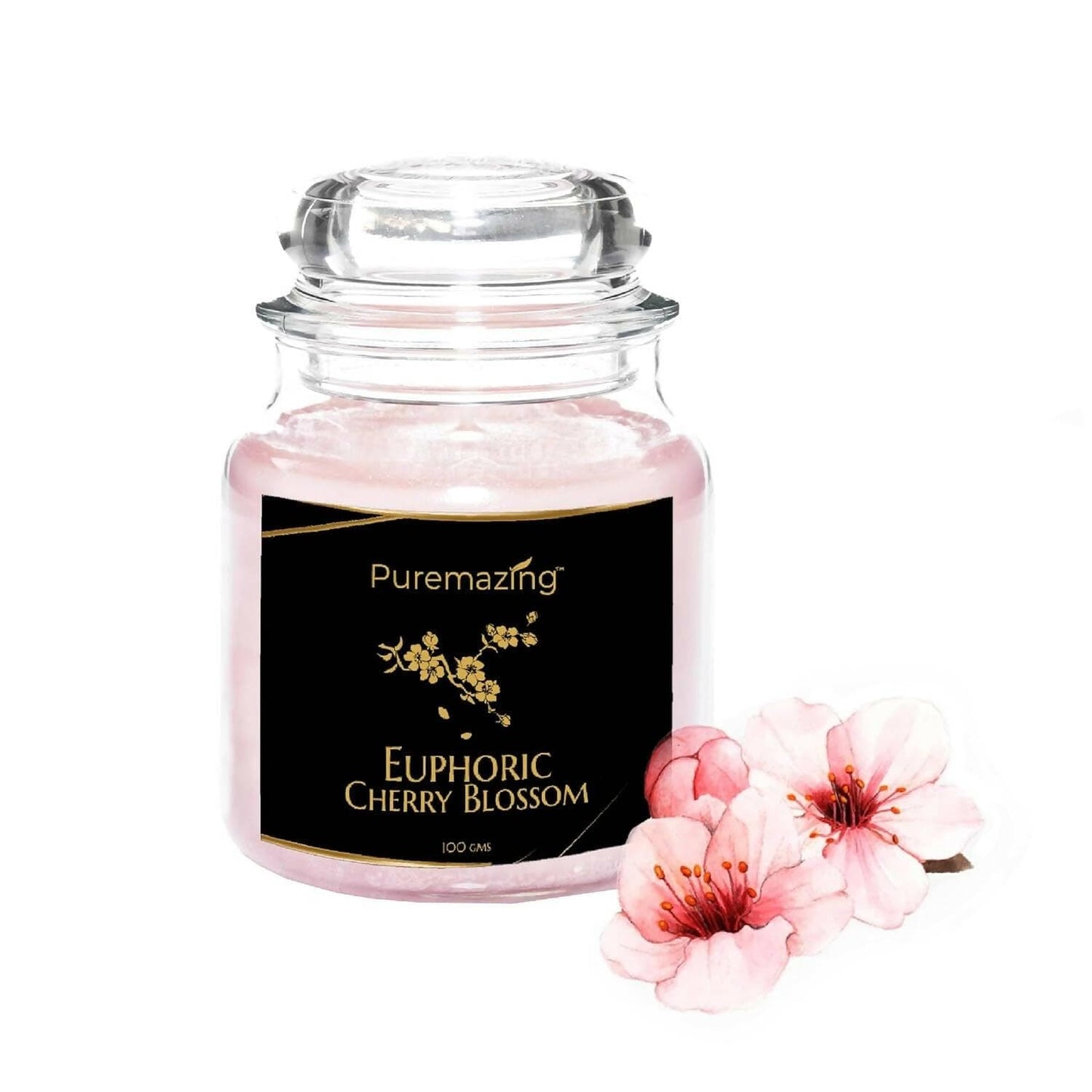 Puremazing Scented Soy Wax Candle | Cherry Blossom Fragrance for Aromatherapy, Home Decor, Gift Set| Votive jar with Certified Fragrance |Burn Time-Up to 30 Hours - HalfPe