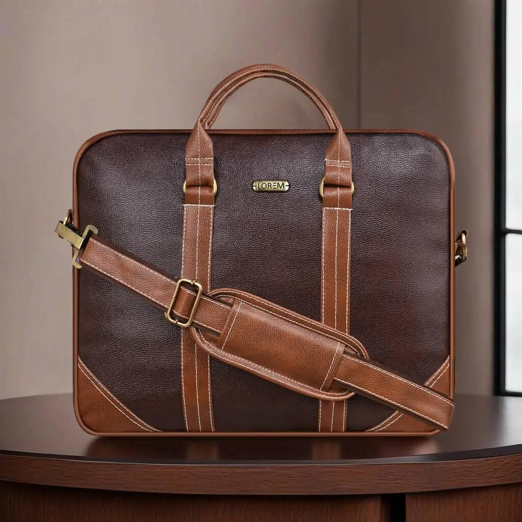 LOREM Brown & Tan Color Faux Leather 10L Messenger Bag For Men & Women - HalfPe