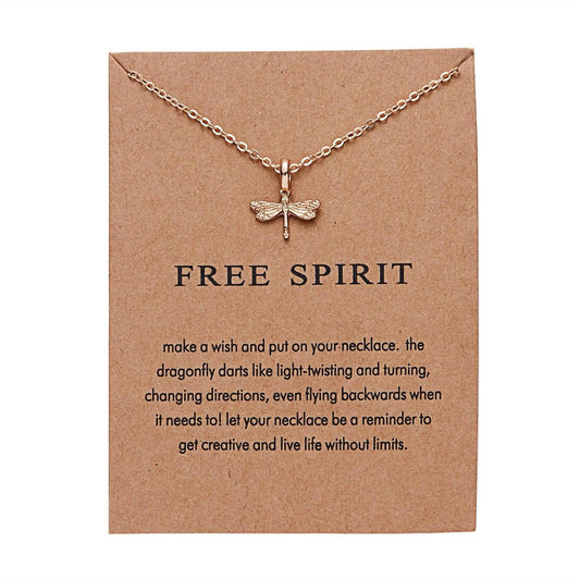 Pinapes Free Spirits Charm Pendant Necklace with Wish Card for Women and Girls - HalfPe