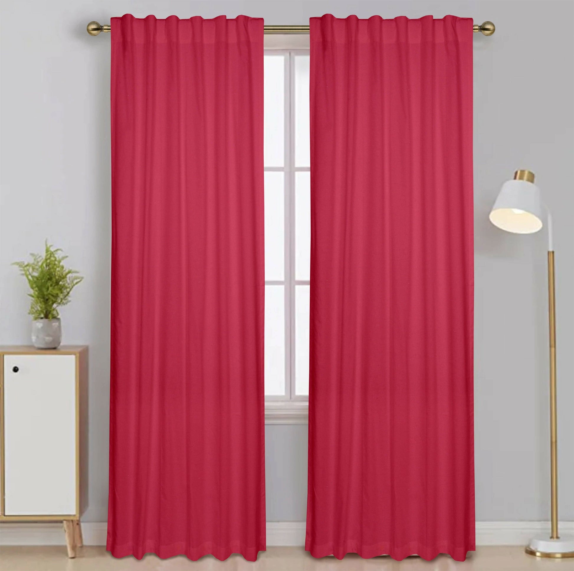 Lushomes curtains 7 feet long set of 2, Cotton Curtains, Door Curtains, curtain 7 feet, Cotton Pink Rod Pocket Curtain and Drapes for Door Size: 137X213 cm,Pack of: 2 (54x84 Inches, Set of 2) - HalfPe