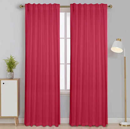 Lushomes curtains 7 feet long set of 2, Cotton Curtains, Door Curtains, curtain 7 feet, Cotton Pink Rod Pocket Curtain and Drapes for Door Size: 137X213 cm,Pack of: 2 (54x84 Inches, Set of 2) - HalfPe