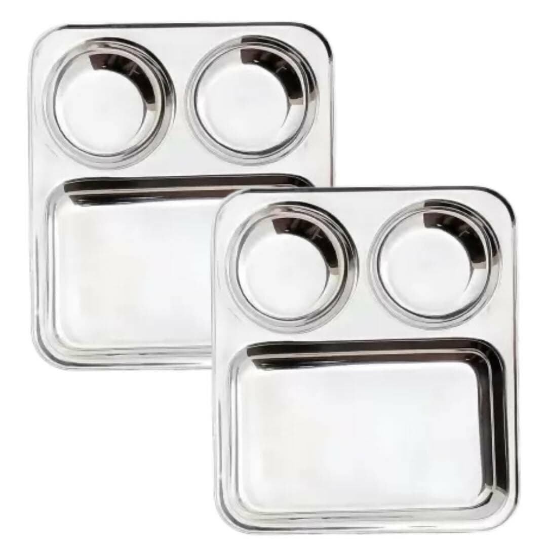 SHINI LIFESTYLE Stainless Steel Dinner Plate (Pack of 4) - HalfPe