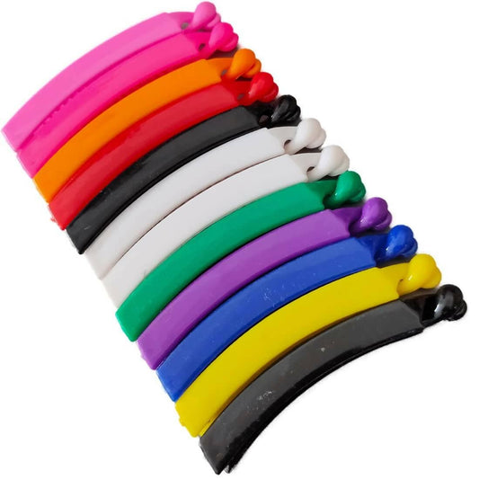 SENECIO12Pc Solid Plain Daily Use Multicolor Wholesale Pack Colorful Claw Style B Banana Clip - HalfPe