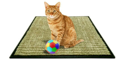 Mats Avenue Cat Scratch Pad Made of Coir and Rubber (46x46 CM) and Mats Avenue Cat Scratch Post Sisal and Hook and Loop and Tape (25x60 Cm) Beige Color - HalfPe