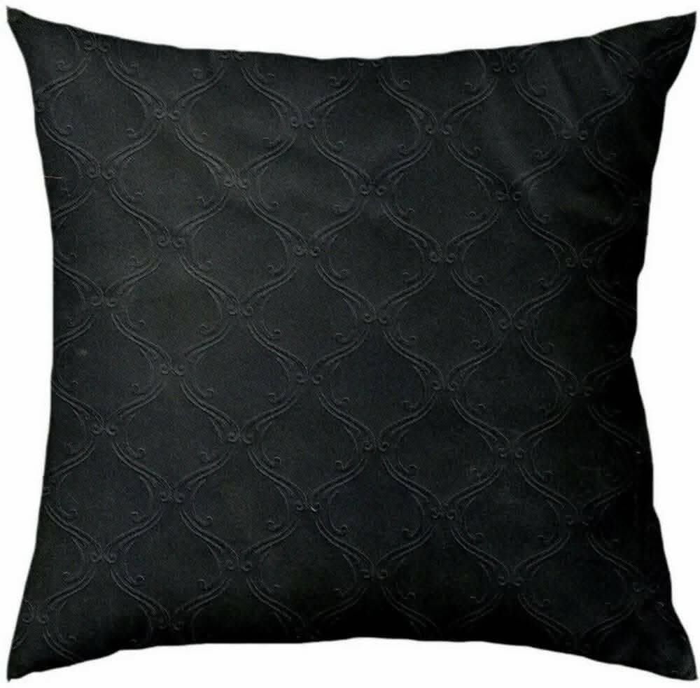 Lushomes Car Cushion Pillows for Neck, Back and Seat Rest, Pack of 4, Embossed Leatherlike Fabric 100% Polyester Material, 2 PCs Bone Neck Rest: 6x10 Inches, 2 Pcs of Car Cushion: 12x12 Inches, Black - HalfPe