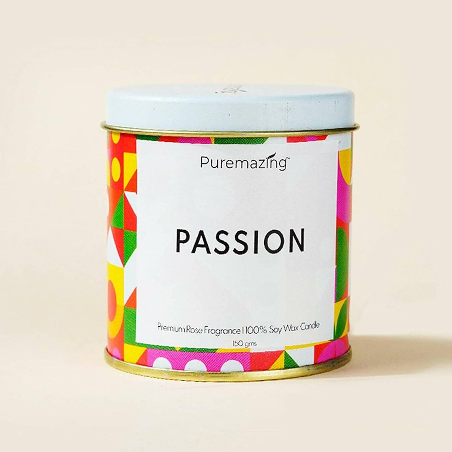 Puremazing Premium 100% Soy Wax Candle Passion - Rose Fragranced Candle Tin Jar with Wooden Wick Burning time of Upto 35 Hours Aromatherapy Candles & Handmade Votive Candles - HalfPe