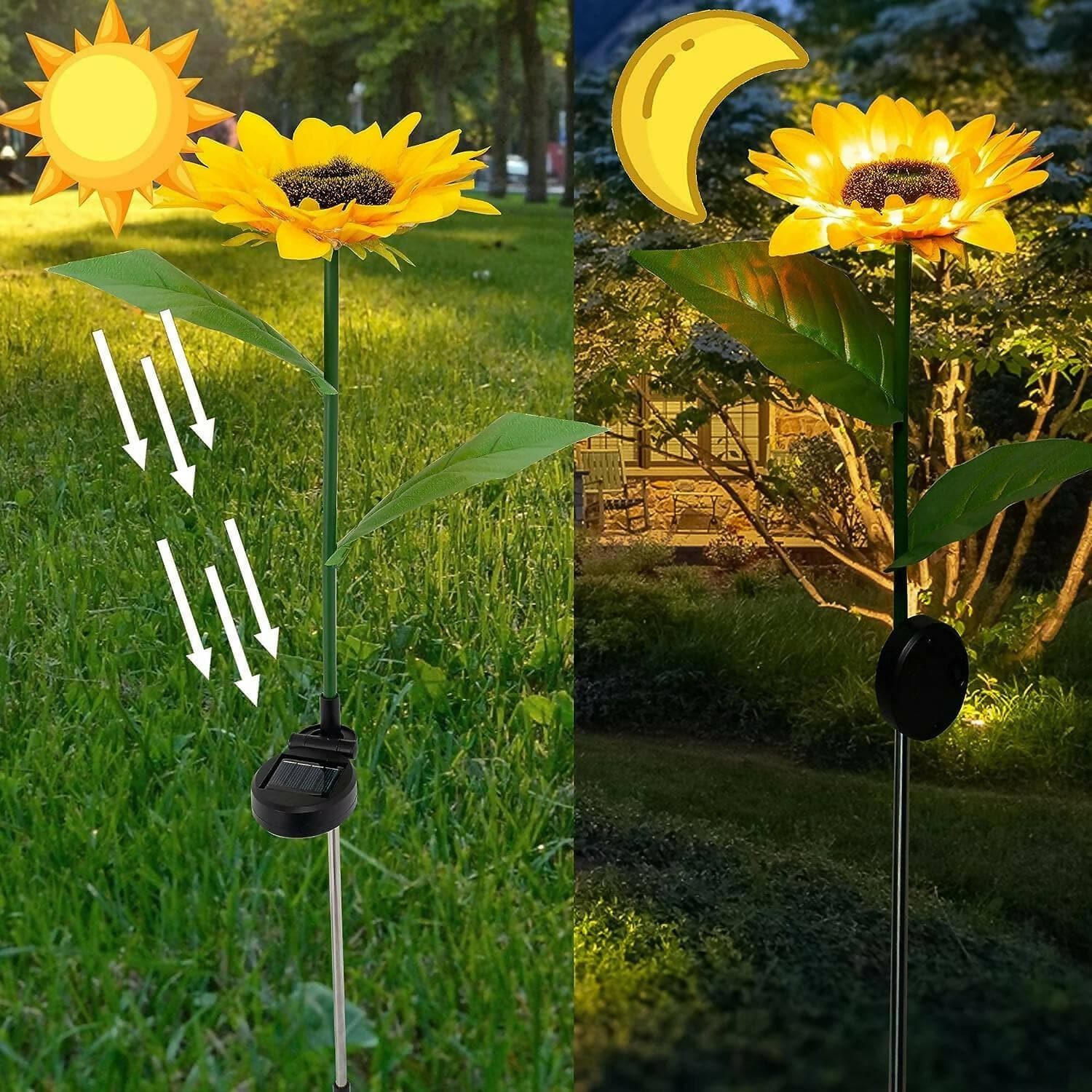 Solar Powered Sunflower Garden/Outdoor Light (Pack of 3) - HalfPe