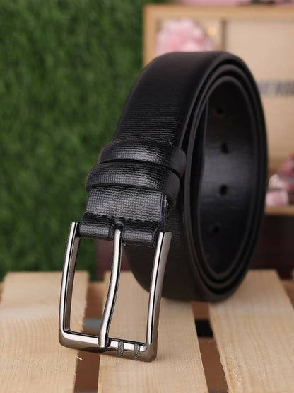 Men Casual Party Black Genuine Leather Belt - HalfPe