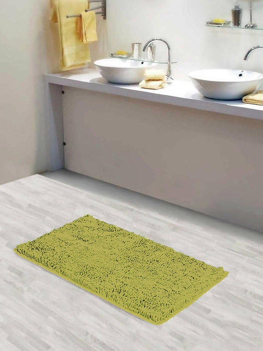 Lushomes Bathroom Mat, 2200 GSM Floor, bath mat Mat with High Pile Microfiber, anti skid mat for bathroom Floor, bath mat Non Slip Anti Slip, Premium Quality (12 x 18 Inch, Single Pc, Green) - HalfPe