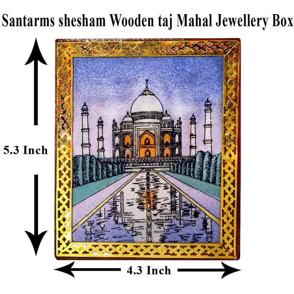 santarms Handmade shesham Wooden taj Mahal Jewellery Box(13.5x11x4 cm) - HalfPe