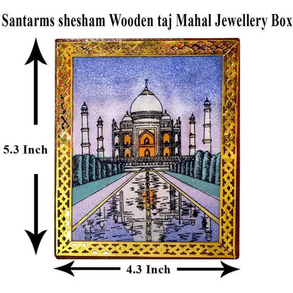 santarms Handmade shesham Wooden taj Mahal Jewellery Box(13.5x11x4 cm) - HalfPe