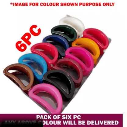 SENECIO Pack Of 6 Bean Shape Unbreakable Solid Premium Finish Colourful Clip Hair Claw Clutcher For Girls - HalfPe