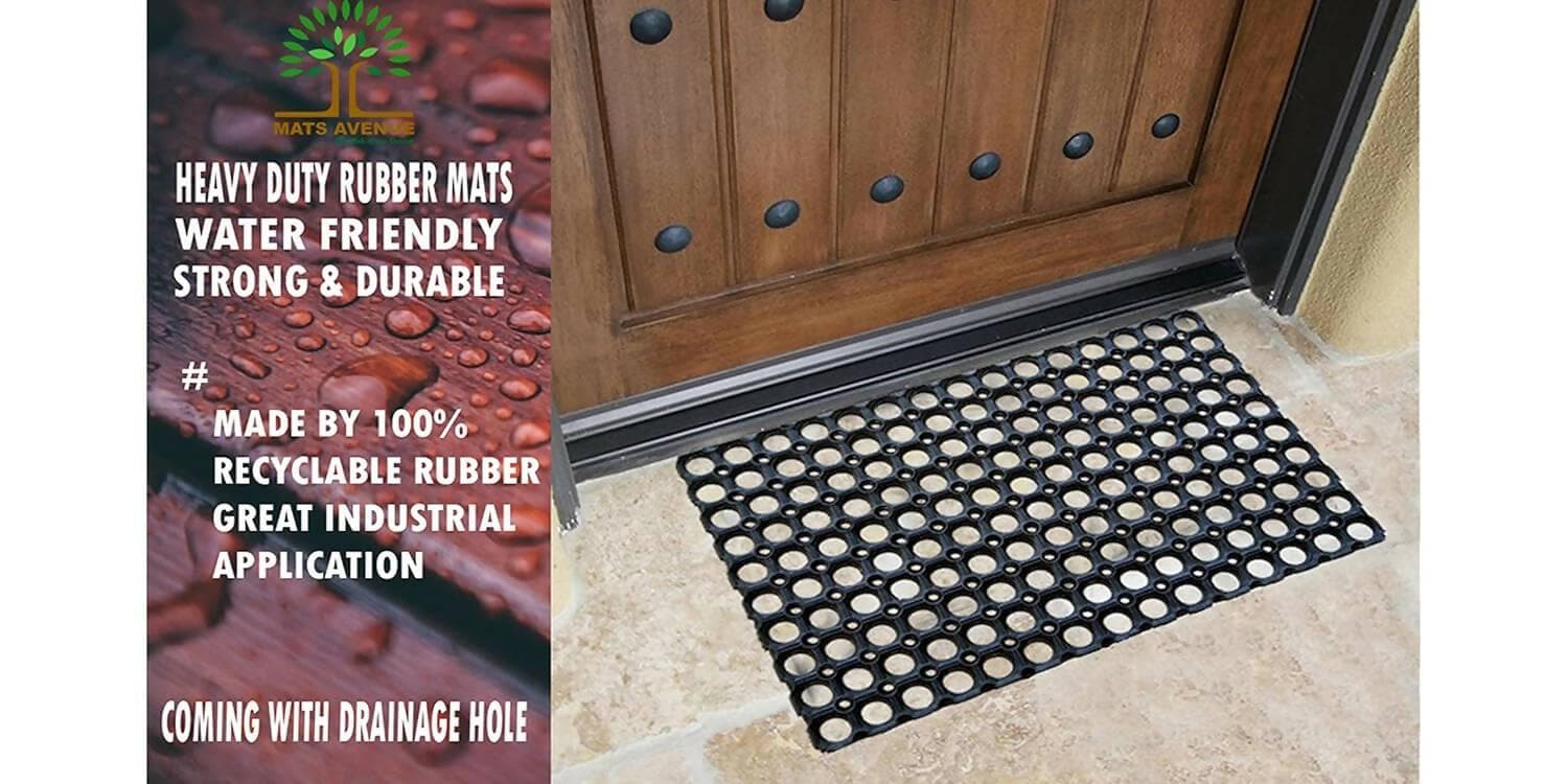 Mats Avenue Rubber Outdoor Door Mat for Home/Bathroom/Bedroom/Office/Main Door/Rainy Season (40x60 cm,Black with Holes) (Set of 5) - HalfPe