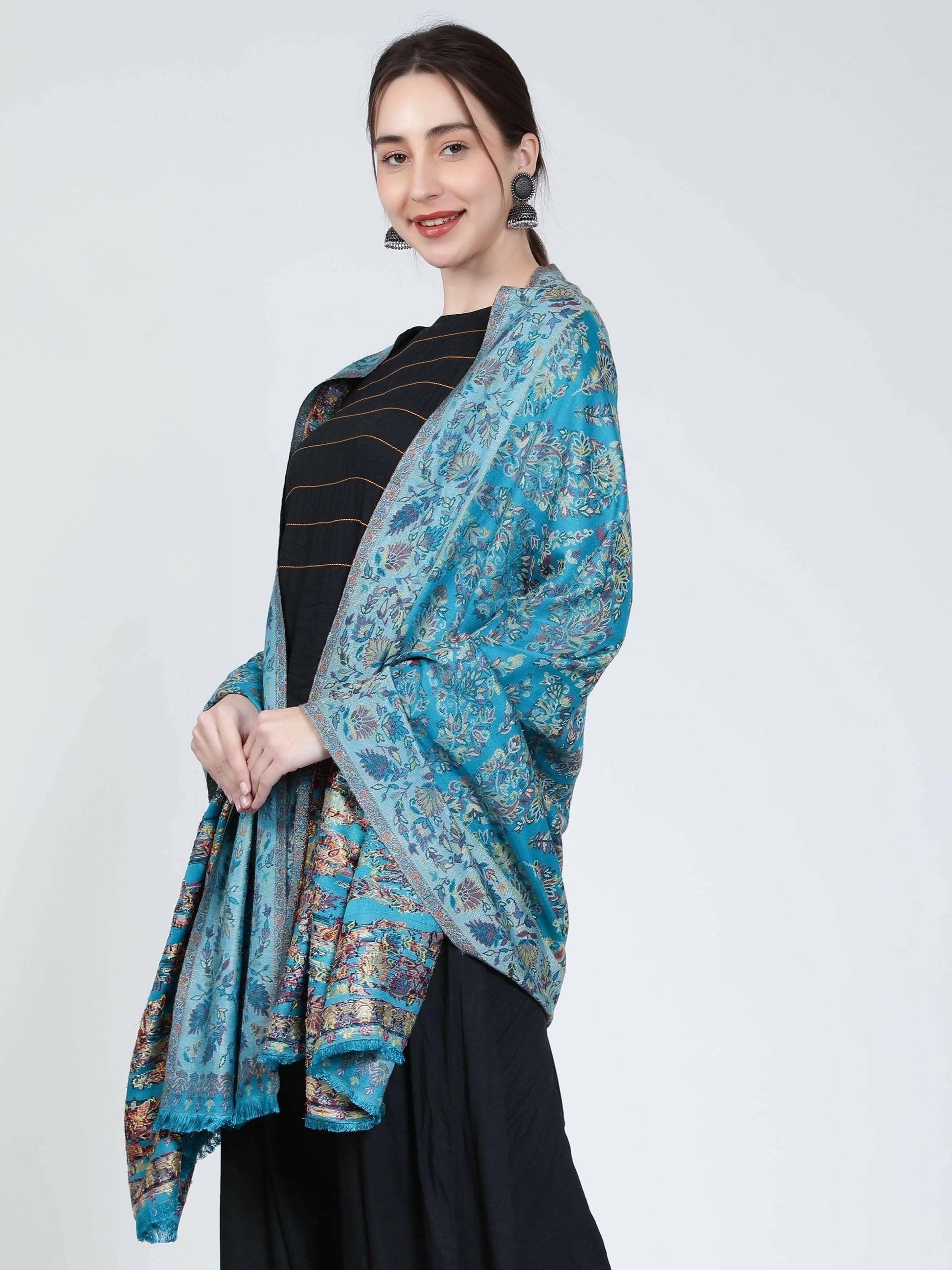 Ferozi Modal Kani Shawl (40 x 80 IN) - HalfPe