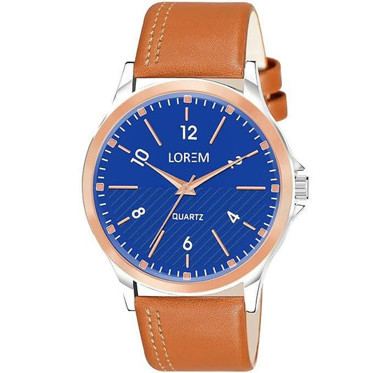 LOREM Blue Stylish Dial Analog Watch For Men LR95 - HalfPe