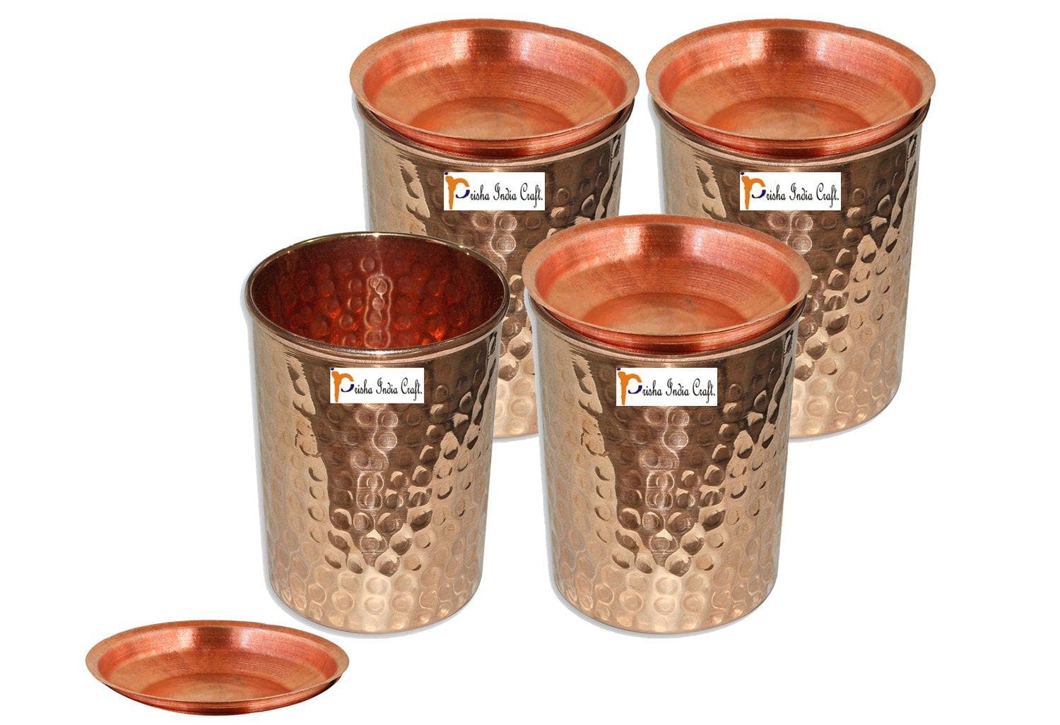 Pure copper glass tumble (pack of 4x250ml) | PRISHA INDIA CRAFT - halfpeapp