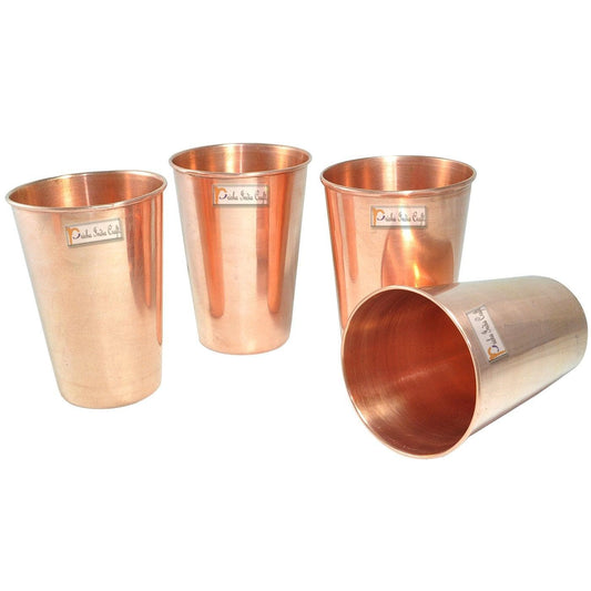 Pure copper glass tumbler (pack of 4x400ml) | PRISHA INDIA CRAFT - halfpeapp