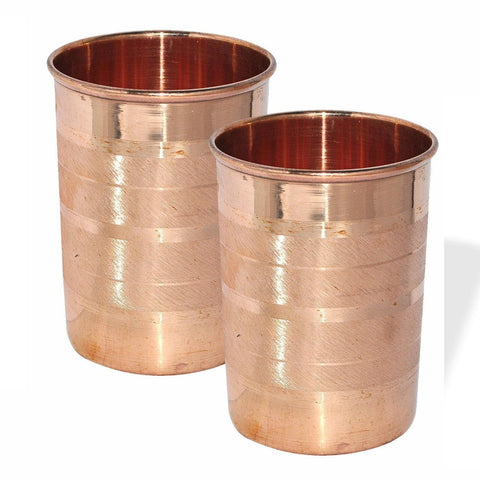 Pure copper glass tumbler (set of 2x300ml) | PRISHA INDIA CRAFT - halfpeapp