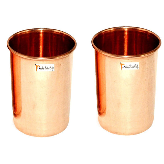 Pure copper glass tumbler (set of 2x320ml) | PRISHA INDIA CRAFT - halfpeapp