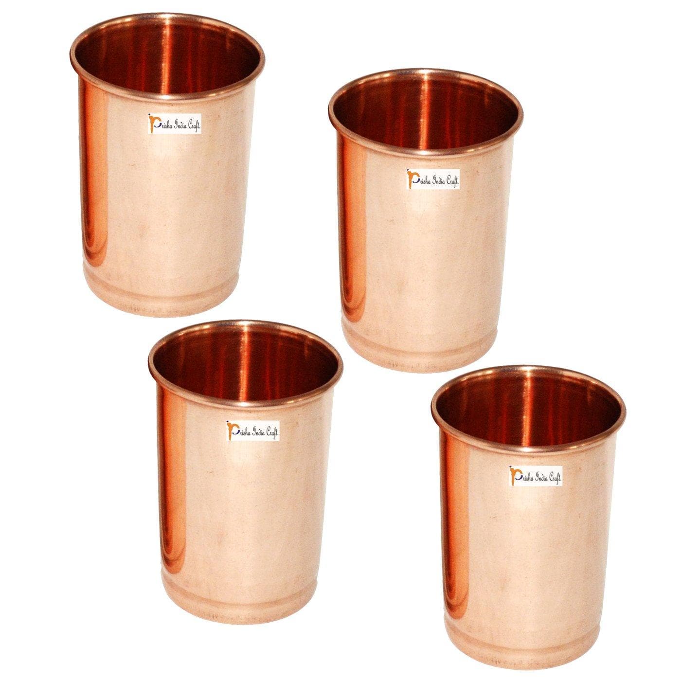 Pure copper glass tumbler (set of 4x300ml) | PRISHA INDIA CRAFT - halfpeapp