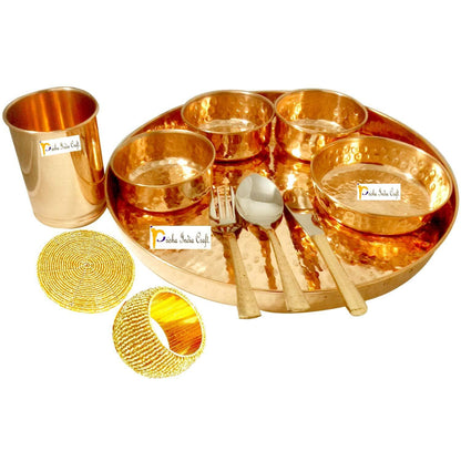 Pure copper hammered traditional design copper thali (12 inch) | PRISHA INDIA CRAFT - halfpeapp